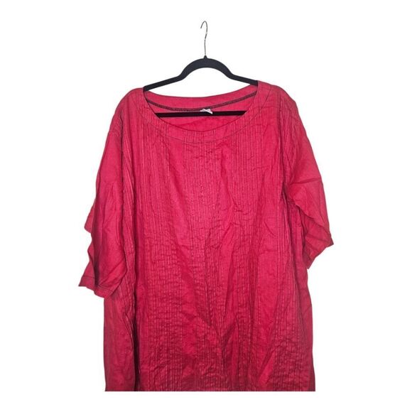 M SQUARE by Neetu‎ Malik Red Linen Lagenlook Top Tunic - Size Small - Picture 3 of 9